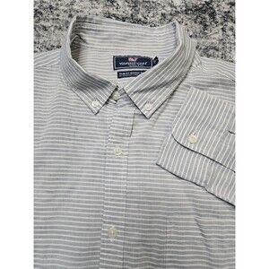 Vineyard Vines Men's Large Button Down Slim Fit Murray Shirt Cotton Linen Blend